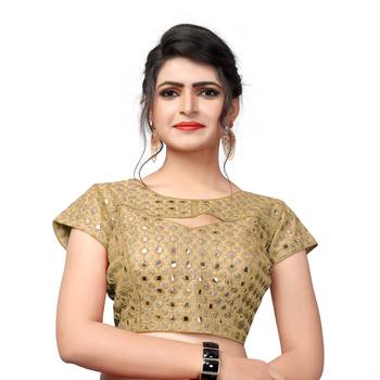 Beige Women'S Embroiderey Silk Blouse 1
