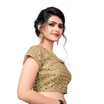 Beige Women'S Embroiderey Silk Blouse 3