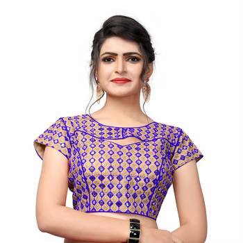 Blue Women'S Embroiderey Silk Blouse 1