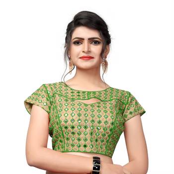 Green Women'S Embroiderey Silk Blouse 1