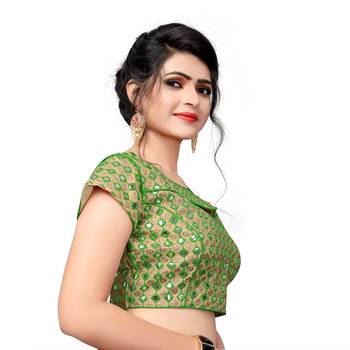 Green Women'S Embroiderey Silk Blouse 3