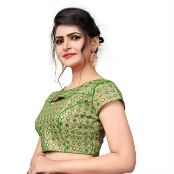 Green Women'S Embroiderey Silk Blouse 4