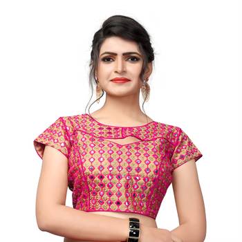 Pink Women'S Embroiderey Silk Blouse 1