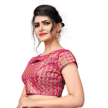 Pink Women'S Embroiderey Silk Blouse 4