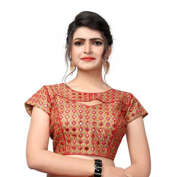 Red Women'S Embroiderey Silk Blouse 1