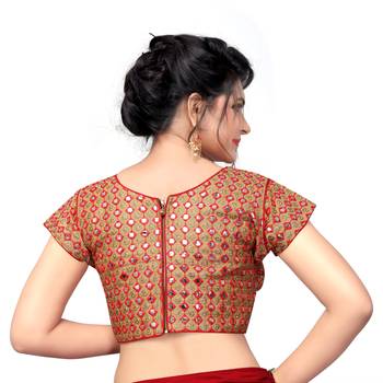 Red Women'S Embroiderey Silk Blouse 2