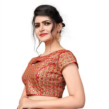Red Women'S Embroiderey Silk Blouse 4