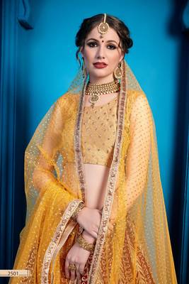 Maroon Zari And Thread Embroidered Art Silk Semi Stitched Bridal Lehenga 3
