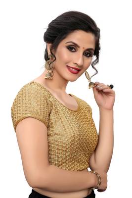 Beige Women'S Embroiderey Silk Blouse 1
