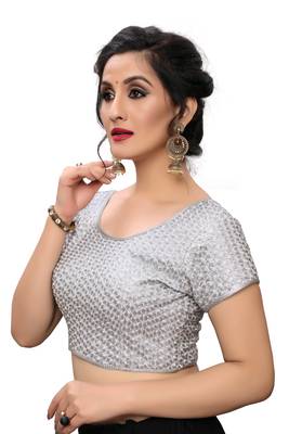 Silver Women'S Embroiderey Silk Blouse 4