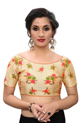 Orange Women'S Embroiderey Silk Blouse 1
