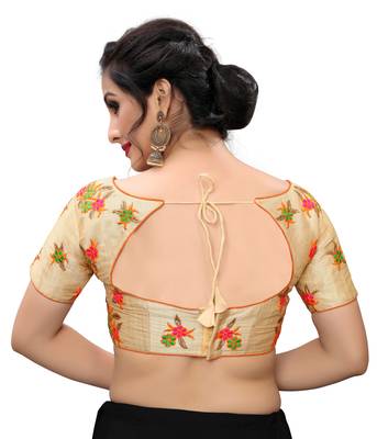 Orange Women'S Embroiderey Silk Blouse 2