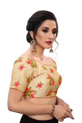 Orange Women'S Embroiderey Silk Blouse 3