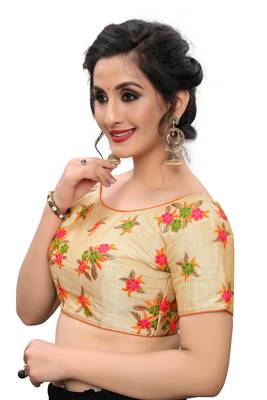 Orange Women'S Embroiderey Silk Blouse 4