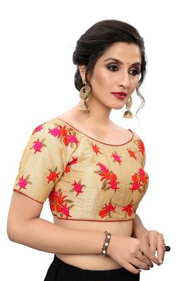Red Women'S Embroiderey Silk Blouse 3