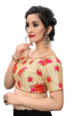 Red Women'S Embroiderey Silk Blouse 4
