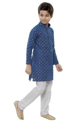 Blue printed cotton boys-kurta-pyjama 2
