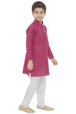 Pink printed cotton boys-kurta-pyjama 2