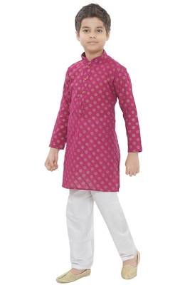 Pink printed cotton boys-kurta-pyjama 3