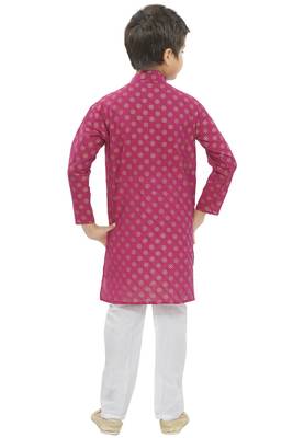 Pink printed cotton boys-kurta-pyjama 4