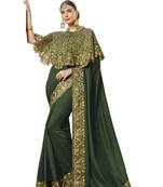 Green Embroidered Cotton Silk Saree With Blouse