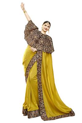 Yellow Embroidered Cotton Silk Saree With Blouse 1