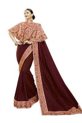 Maroon Embroidered Cotton Silk Saree With Blouse 1