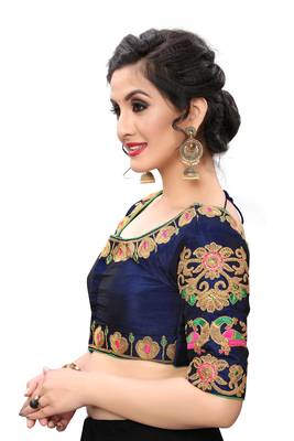 Blue Women'S Embroiderey Santoon Blouse 4