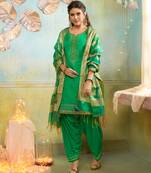 Green Embroidered Chanderi Silk Salwar