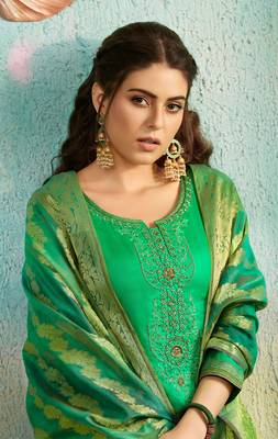 Green Embroidered Chanderi Silk Salwar 2