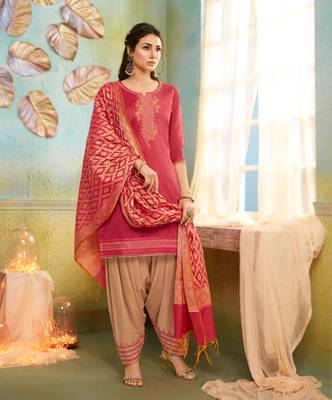 Pink Embroidered Chanderi Silk Salwar 1