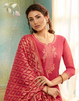 Pink Embroidered Chanderi Silk Salwar 2
