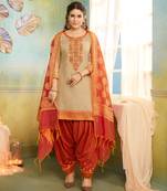 Cream Embroidered Chanderi Silk Salwar