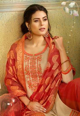 Cream Embroidered Chanderi Silk Salwar 2