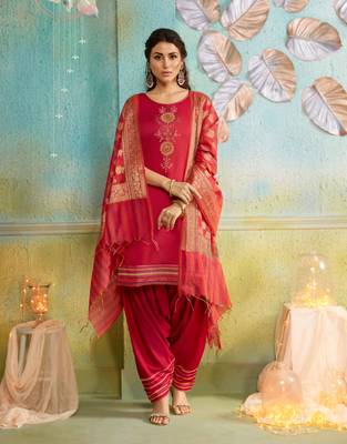 Pink Embroidered Chanderi Silk Salwar 1