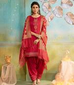 Pink Embroidered Chanderi Silk Salwar