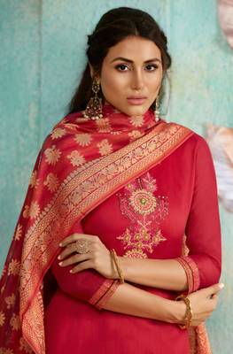 Pink Embroidered Chanderi Silk Salwar 2