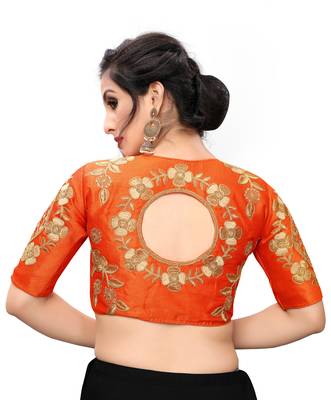 Orange Women'S Embroiderey Santoon Blouse 2