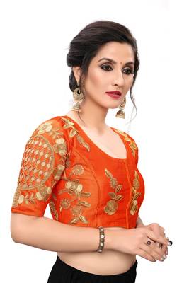 Orange Women'S Embroiderey Santoon Blouse 3