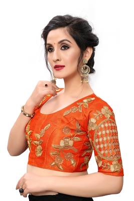 Orange Women'S Embroiderey Santoon Blouse 4