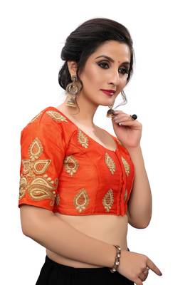 Orange Women'S Embroiderey Santoon Blouse 3