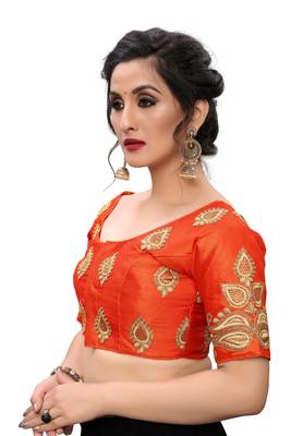 Orange Women'S Embroiderey Santoon Blouse 4