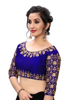 Blue Women'S Embroiderey Santoon Blouse 4