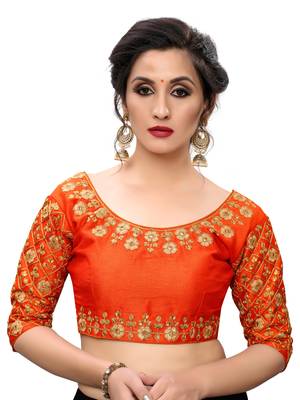 Orange Women'S Embroiderey Santoon Blouse 1