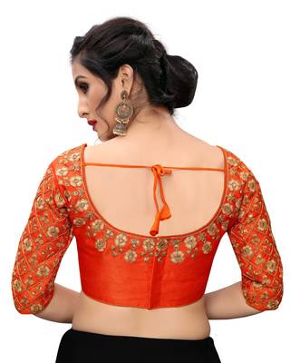 Orange Women'S Embroiderey Santoon Blouse 2