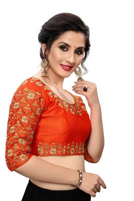 Orange Women'S Embroiderey Santoon Blouse 3