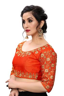 Orange Women'S Embroiderey Santoon Blouse 4