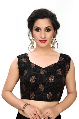 Black Women'S Printed Silk Blouse 1