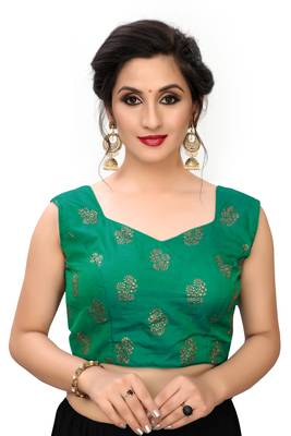 Green Women'S Printed Silk Blouse 1