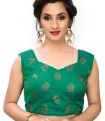 Green Women'S Printed Silk Blouse